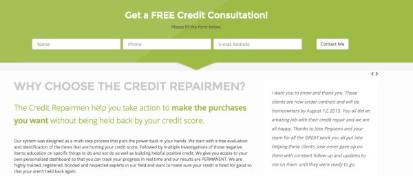Credit Repairmen free consult ad