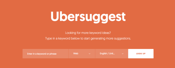 Screenshot of Ubersuggest's keyword planner tool