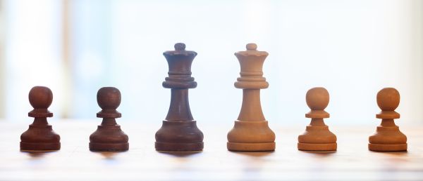 Close up of chess pieces 