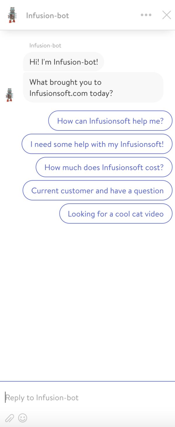 Infusionsoft Chatt Bot Example