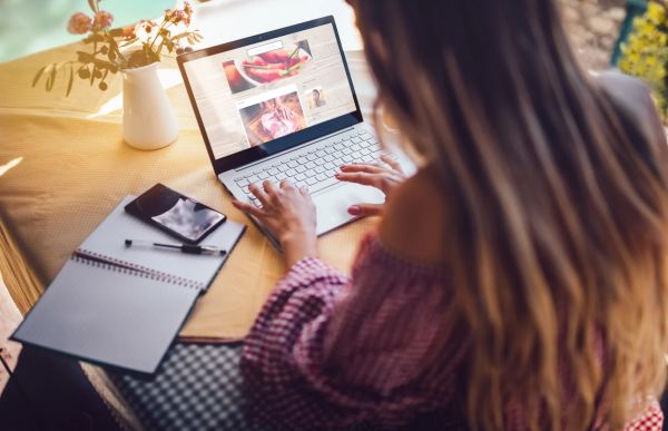 Woman in front of laptop