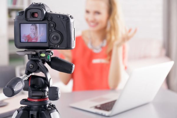 Woman in front of camera