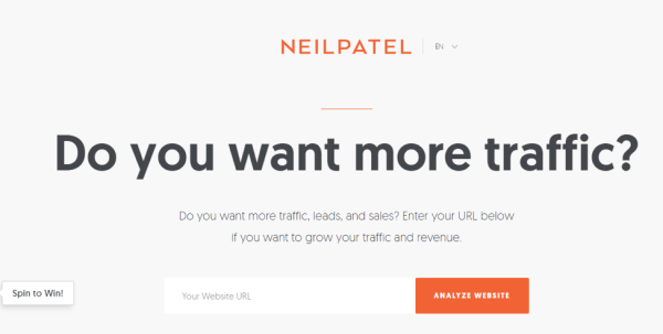 Neil Patel's landing page