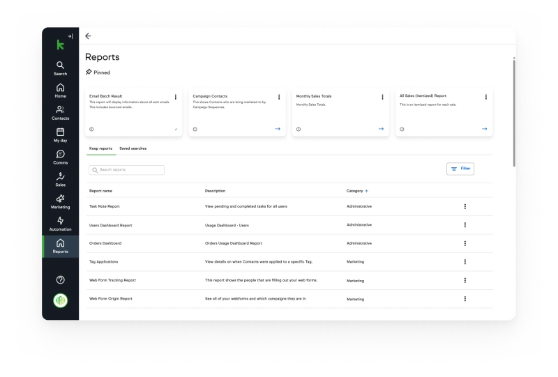 Keap contact record screenshot
