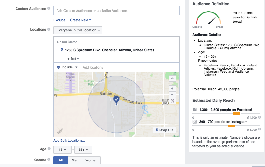 audience targeting options in facebook ads