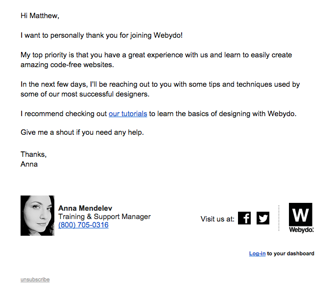 Webydo welcome email best practices