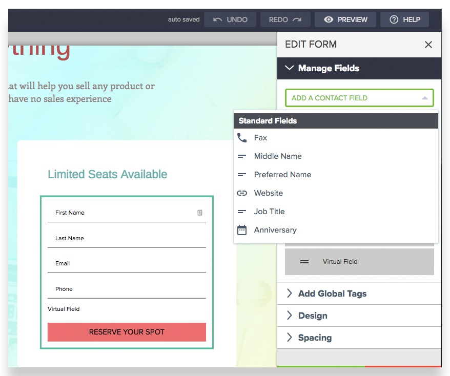infusionsoft new landing page builder