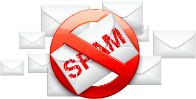 Illustration of envelopes and no spam sign