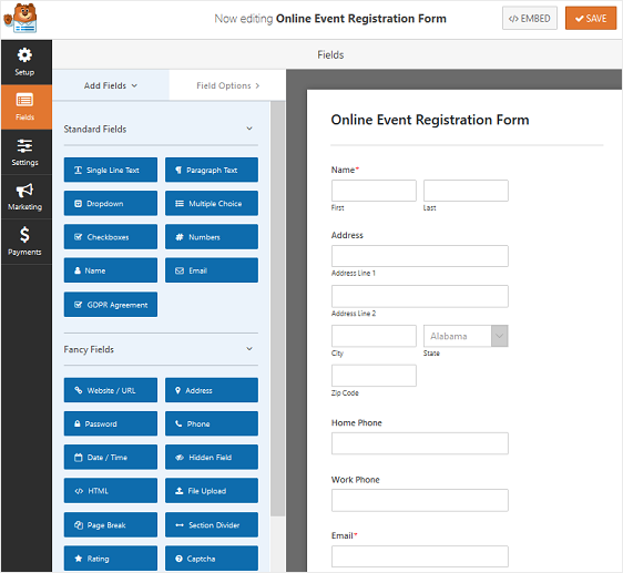 simple online registration form