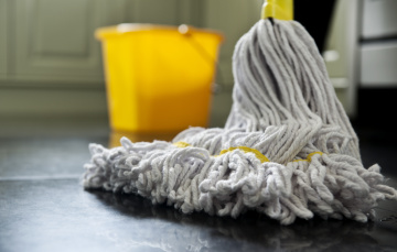 mop on kitchen floor