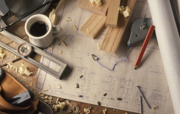 building materials and blueprints
