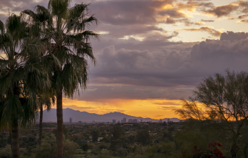 view of downtown phoenix at sunset
