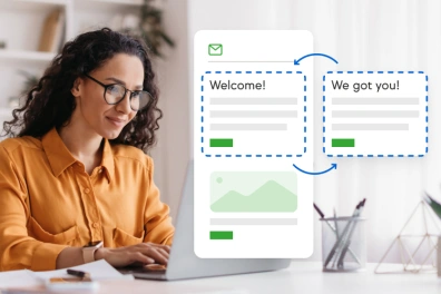 Women on laptop with email automation example