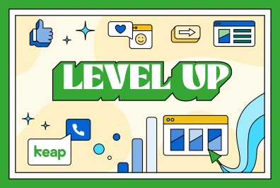 Level up text with Keap logo