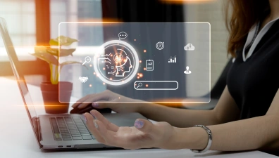 Businesswoman Reengages Customers with CRM + AI