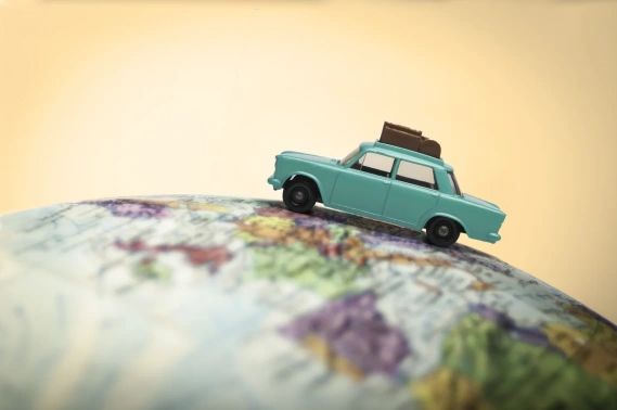 toy car on globe
