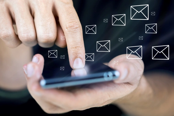 checking email on a mobile phone