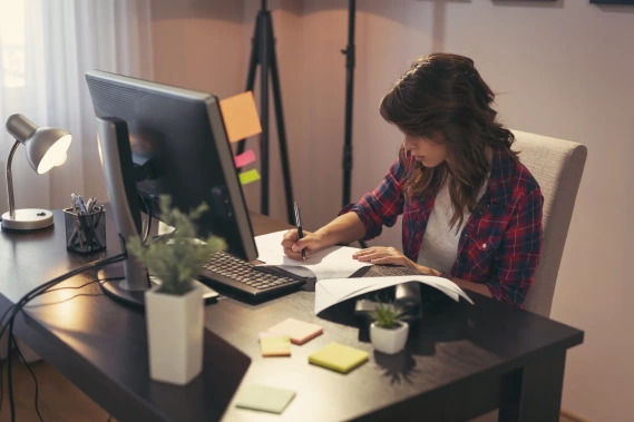 Woman working at desk