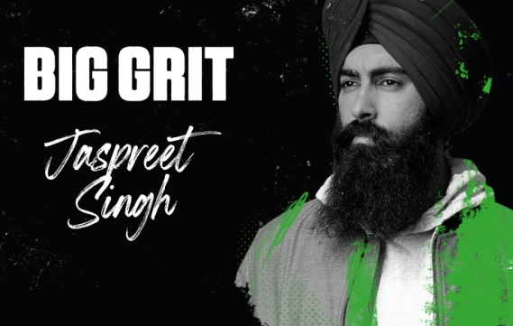 Headshot of Jaspreet Singh with the title Big Grit