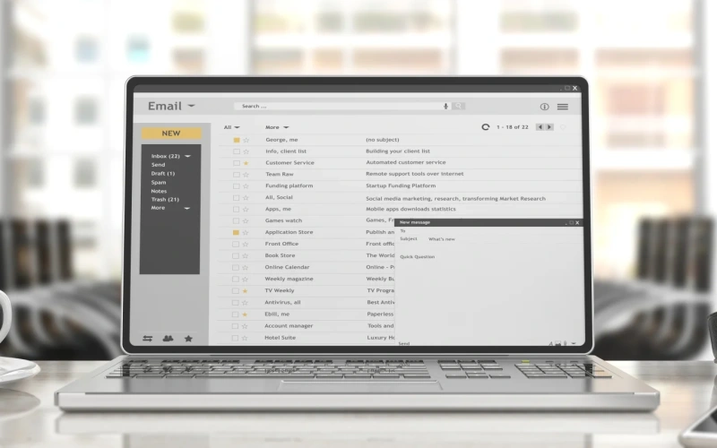 Email on a laptop