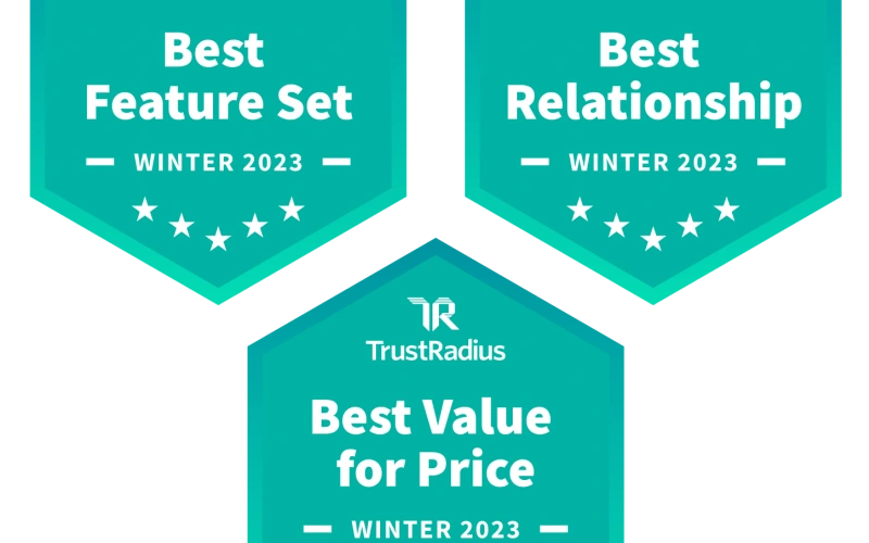 TrustRadius Keap award badges
